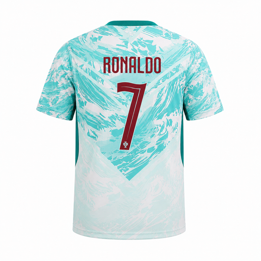P Camiseta Visitante Cristiano Ronaldo Portugal 2026 Juvenil (Blanco/Verde)