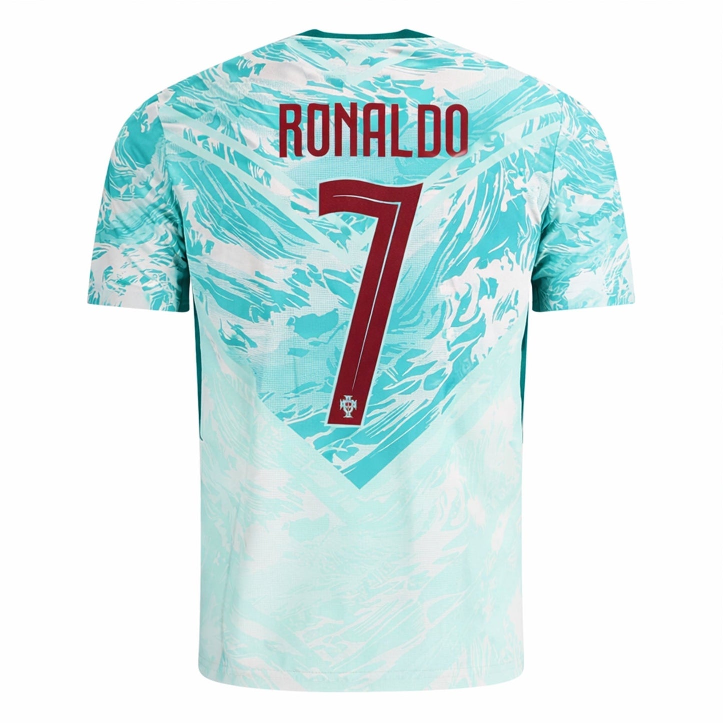 P Camiseta Visitante Auténtica Match Cristiano Ronaldo Portugal 2026 para Hombre (Blanco/Verde Laguna)