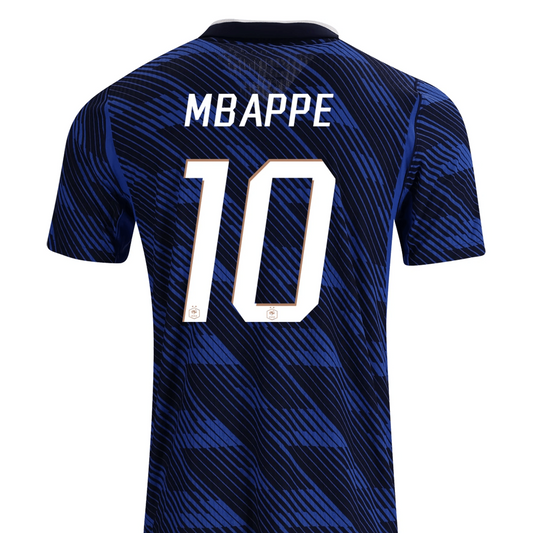 N Camiseta Local Auténtica Match Francia Kylian Mbappe 2026 para Hombre (Azul Royal/Dorado Metálico)