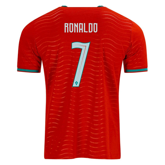 P Camiseta Local Portugal Cristiano Ronaldo Copa Mundial 2026 para Hombre (Rojo Club/Verde Laguna)